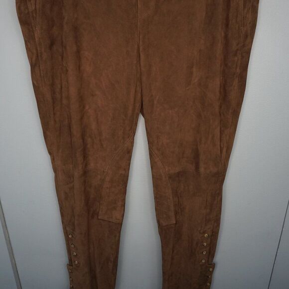 Lauren Ralph Lauren Straight-Leg Goat Suede Riding Pants in Brown sz 16 - Picture 6 of 16